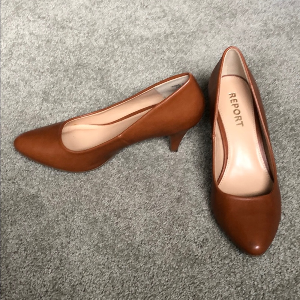 Brown leather heels